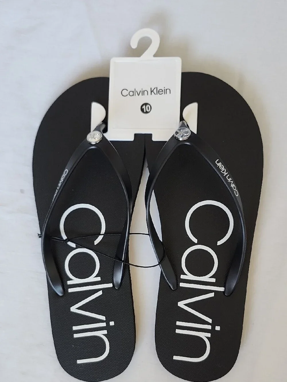 Calvin Klein Salma Women's Logo Flip Flop Sandals Black Size 10 NWT